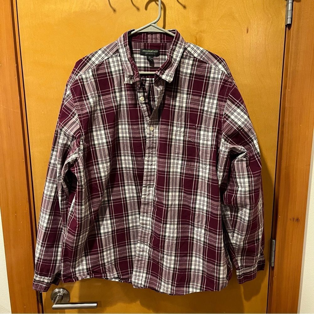 John Bartlett consensus xxl mens plaid shirt button down long sleeve purple